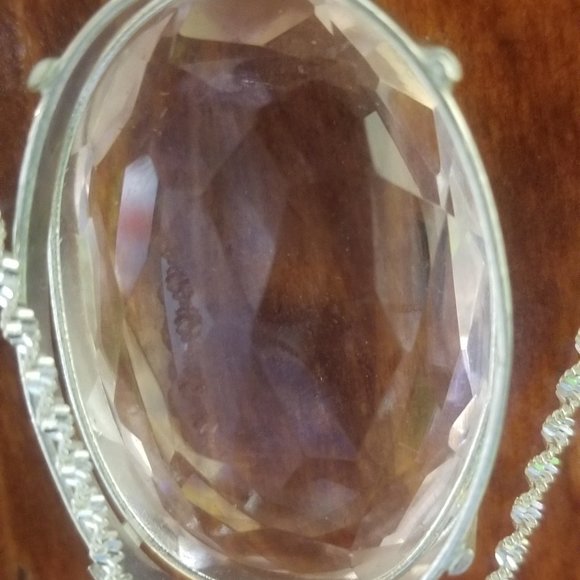 2 Stunning Baby Pink Crystal Pendants Mom and Daughter Set In 925. Silver - Picture 3 of 14